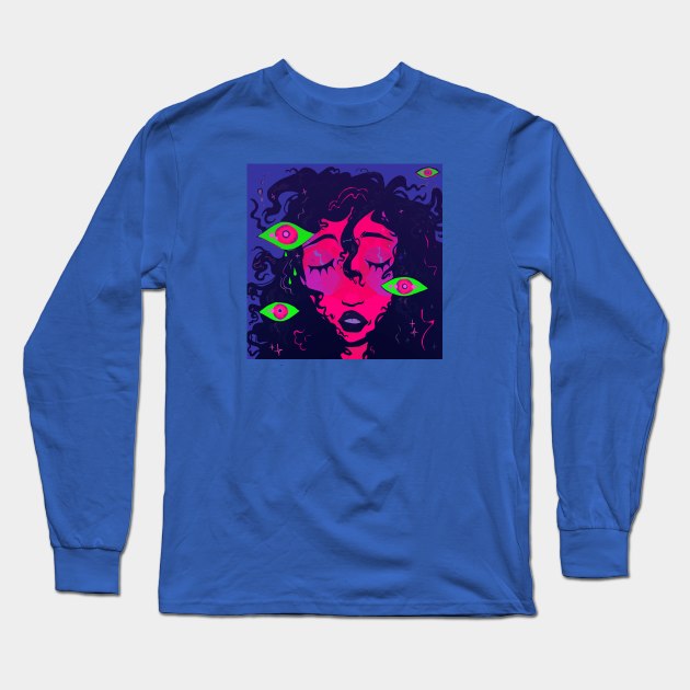 Dreaming with eyes closed Long Sleeve T-Shirt by snowpiart